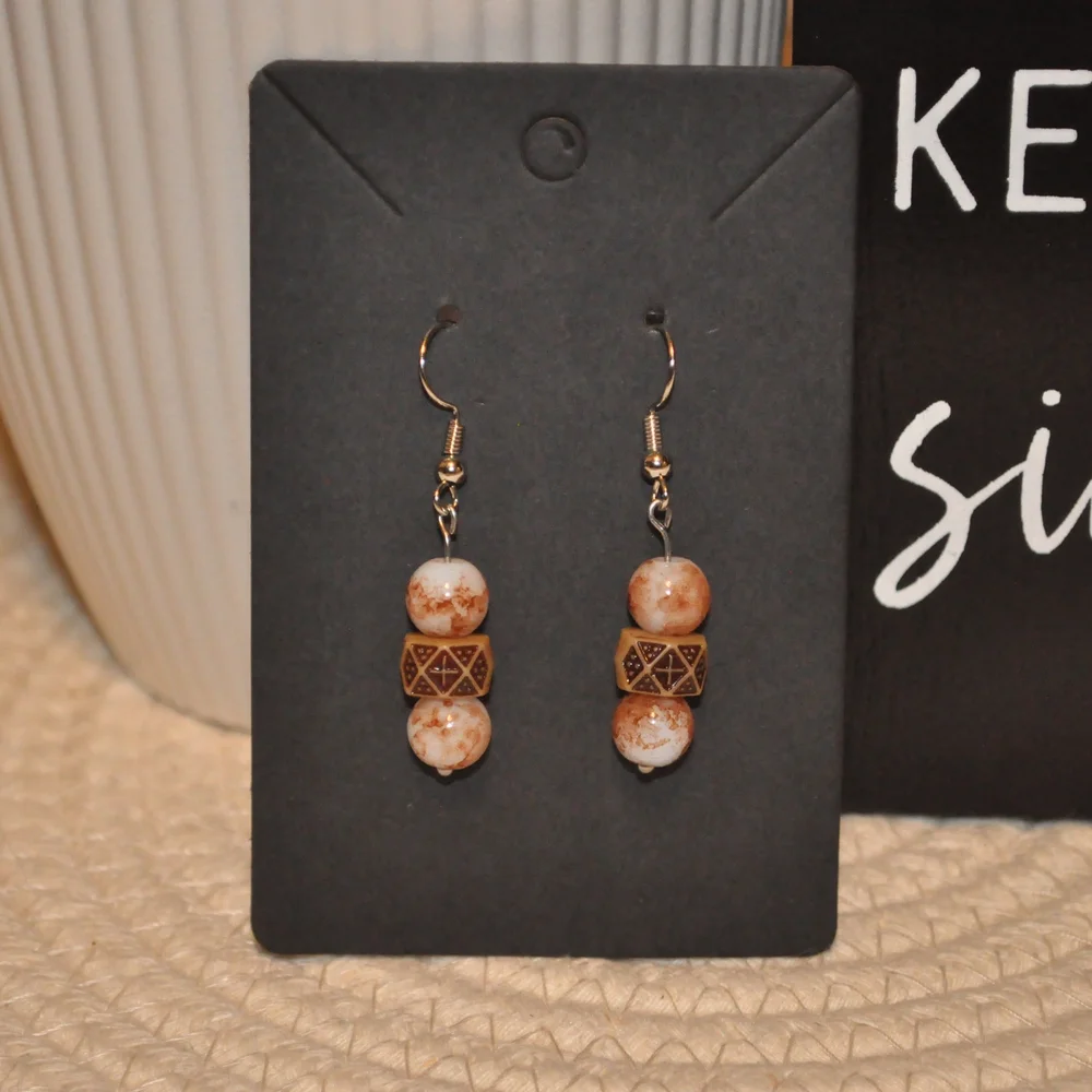 NWT Simple Brown Circular Dangle Earrings